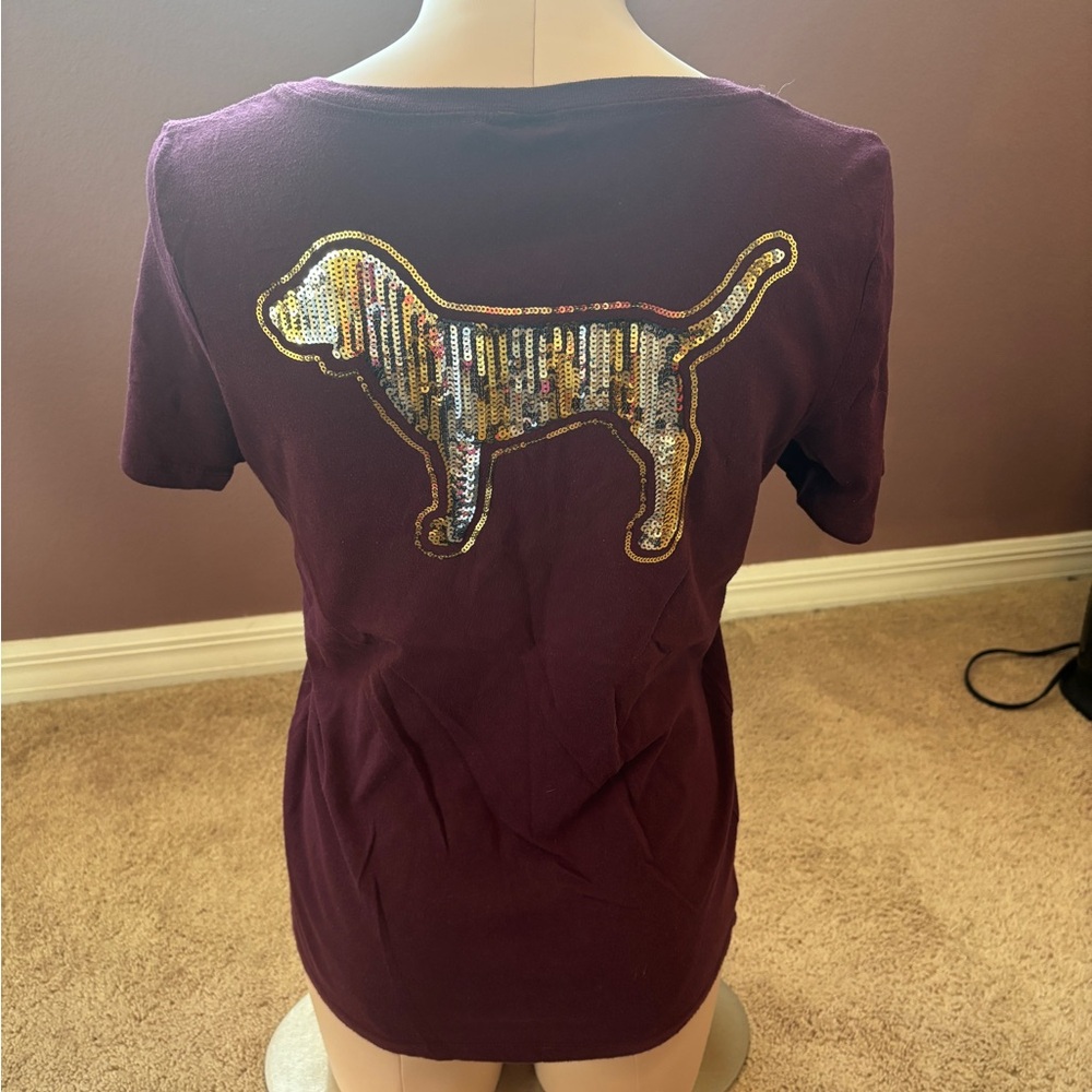 Victoria's Secret PINK Sequin Dog Tee - Purple